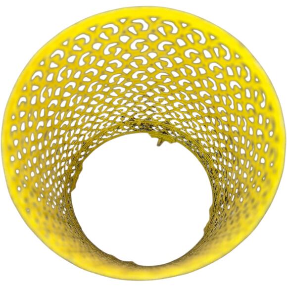 Vintage Hollywood Regency Yellow Filigree Waste Trash Basket Can W/ Liner - Picture 3 of 11